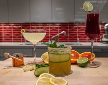 Diana Guevara, RD, a registered dietitian with UTHealth Houston School of Health, selected three mocktail recipes to try during Dry January. (Photo by Nathan Jeter/UTHealth Houston)