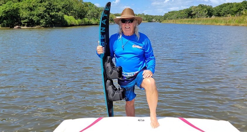 Roy Gray is not your average 70-year-old. His sense of adventure translates to 60 years of water sports and lots of broken bones. His recent knee replacement enables him to continue his passion of water skiing. (Photo provided by Gray)