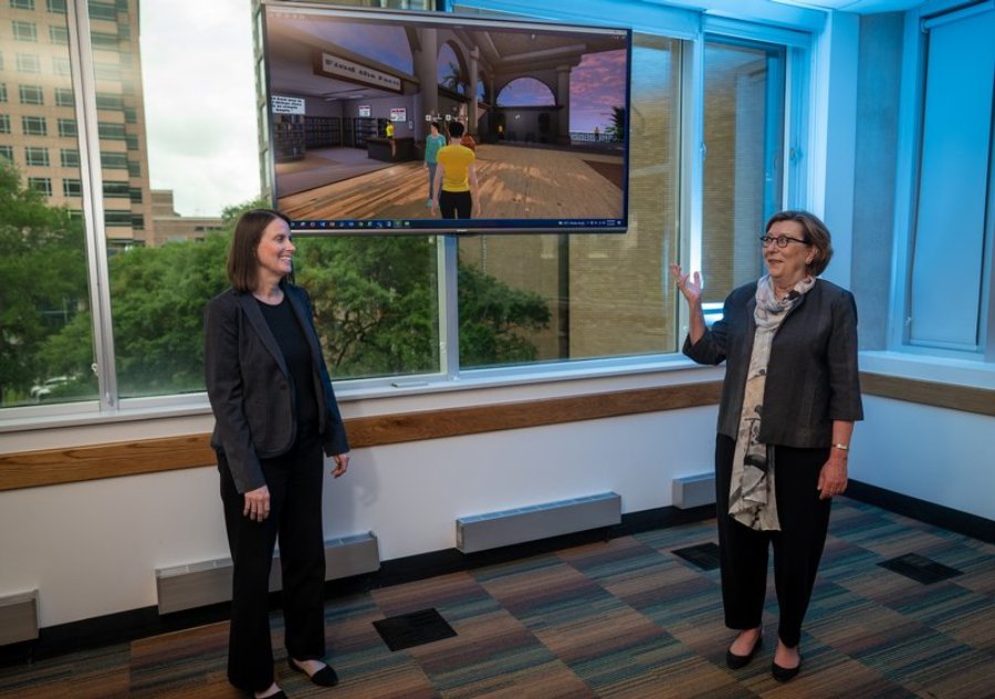 Researchers with UTHealth Houston are building upon an existing virtual platform to develop content and games tailored to stroke survivors and their caregivers. (Photo by David Sotelo / UTHealth Houston)