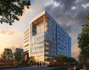 Photo of rendering of building with caption UTHealth Houston School of Public Health breaks ground on $299 million, 10-story new home in the Texas Medical Center. (Image courtesy of SmithGroup)