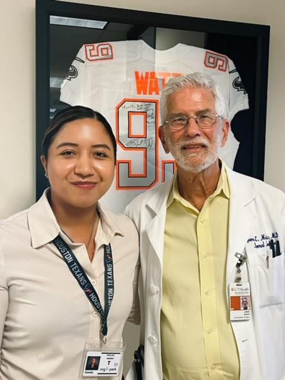Narro with James Muntz, MD, professor at UTHealth Houston and internal medicine team physician for the Houston Texans. (Photo provided by Narro)