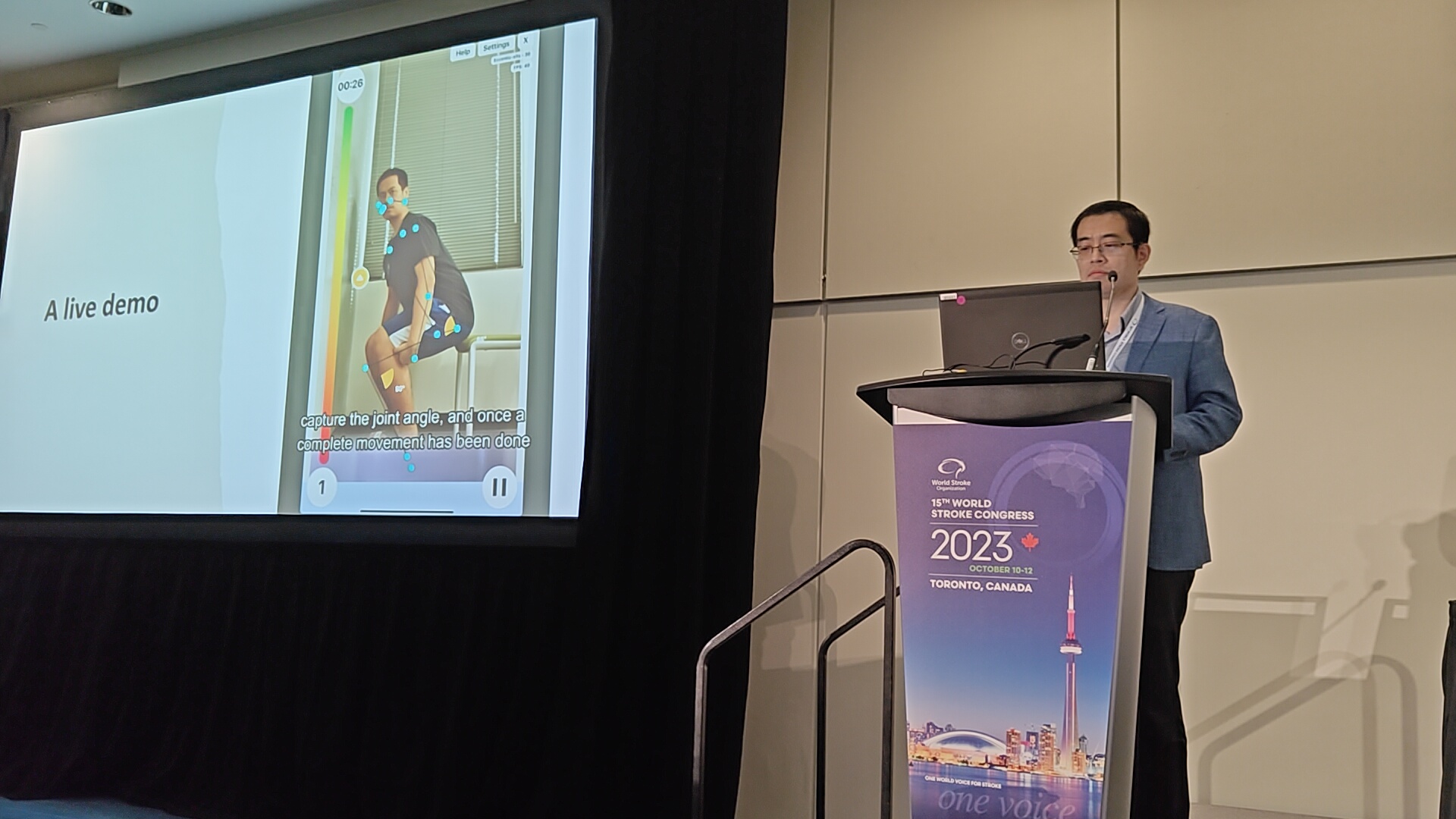 Attendees viewing the live demo of the AI-powered stroke rehabilitation app